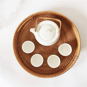 손으로 짠 음식 서빙 텐트 바구니 마크라메 트레이 워터 히아신스 대형 라운드 등나무 바닥 손으로 만든 플로팅 풀 - Product Image 5