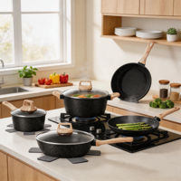 Vente en gros et personnalisation d'usine : Batteries de cuisine modernes en aluminium, casseroles et poêles antiadhésives en marbre compatibles induction