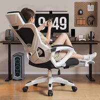 Chaise d'ordinateur ergonomique en cuir, inclinable et extensible, réglable en hauteur, confortable pour une utilisation prolongée, idéale pour la maison, les loisirs et les étudiants