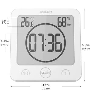 Reloj de Baño <span class=keywords><strong>BALDR</strong></span> en Stock, Venta Directa de Fábrica, Termómetro e Higrómetro de Baño Moderno para Interiores, de ABS/PVC, con Alarma - Product Image 6