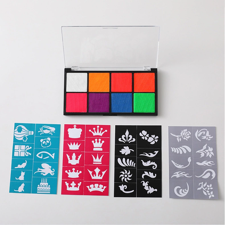 Бесплатный образец, низкий минимальный заказ, маскарадный костюм для Хэллоуина, макияж, 8 цветов, пигментная палитра для рисования лица и боди