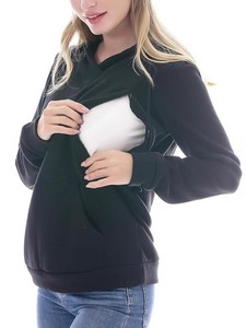Felpa Sportiva Premaman Primavera-Autunno con Tessuto a Trama, <span class=keywords><strong>Maglia</strong></span> per <span class=keywords><strong>Allattamento</strong></span>, Maglietta Sportiva per <span class=keywords><strong>Allattamento</strong></span> con Tasche - Product Image 2