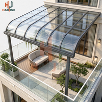 Auvent de terrasse manuel extensible en aluminium, cadre en alliage antirouille, toit en polycarbonate, abri contre le soleil et la pluie toutes saisons, villa