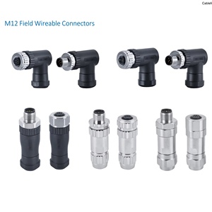 Conector de conexión de tornillo M12 <span class=keywords><strong>d</strong></span>-code de 4 pines, conector macho de campo Bobinado (tipo de montaje), salida de cable de 4,0-7,0mm, blindado de 360 grados - Product Image 1
