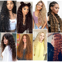 Rambut Crochet Deep Wave Grosir, Rambut Kepang Keriting Deep Wave Panjang 30 Inch, Rambut Crochet Keriting Sintetis Lembut untuk Wanita