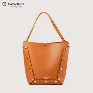 5885-Hot Koop Lage Prijs Luxe Klinknagels Knop Custom Vrouwen Handtassen Tote Lady Shopper Bag