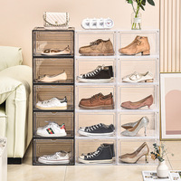 Boîte à chaussures transparente épaissie moderne avec couvercle magnétique pour rangement et présentation de baskets anti-poussière – Boîtes en plastique
