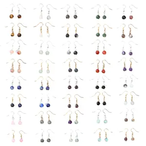 CC 2023 Simple Fashion Jewelry 6mm Colorful Gemstone Earrings Round Bead Natural Stone Earrings Stud Jewelry For Women