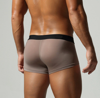 Boxer pour homme à devant ouvert, taille élastique contrastante, poche de contour 3D, extensible et lisse, taille basse
