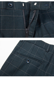 <span class=keywords><strong>Costume</strong></span> de mariage trois pièces à carreaux pour homme gris <span class=keywords><strong>foncé</strong></span> coupe ajustée fermeture à glissière pantalon plat costumes - Product Image 5