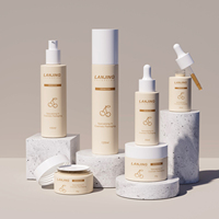 Nouveauté : Ensemble de flacons cosmétiques de luxe vides en verre beige avec pompe et pot à crème – 30 ml, 50 ml, 100 ml, 120 ml, 30 g, 50 g