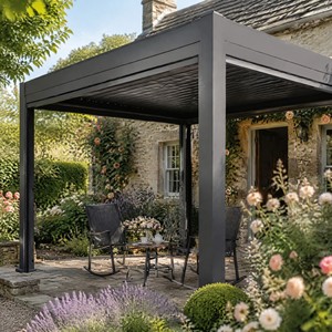 Garden <strong>Gazebo</strong> 12x12ft Aluminum <strong>Pergola</strong> Louvered Waterproof Patio Cover Canopy Outdoor Shade Wholesale <strong>China</strong> Factory OEM - Product Image 1