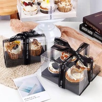 Haute Qualité Haute Dessert Cupcake Boîte Et Emballage Muffins Cupcake Fenêtre Transparente Cadeaux De Mariage Tasse Gâteau Boîtes