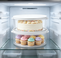 Lot de 2 boîtes de rangement rondes en plastique pour gâteaux, avec couvercle transparent, transporteur portable pour cupcakes et desserts