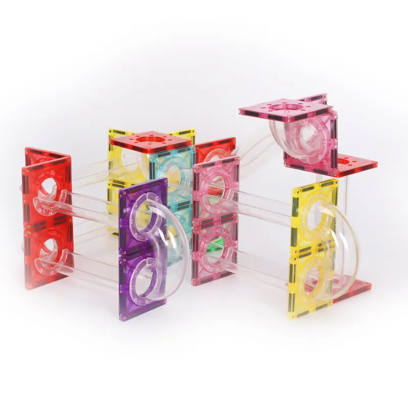 Promotionele Dagelijkse Producten Kinderen Magnetische Educatieve 60 Stuks Plastic Marmeren Run Bouwstenen Set Magnetisch Speelgoed