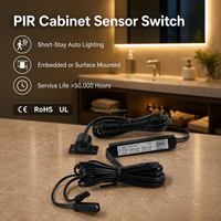 Interrupteur à détecteur de mouvement PIR Série N 12V/24V LED encastré 13mm pour éclairage d'armoire, placard, escalier N38B-21