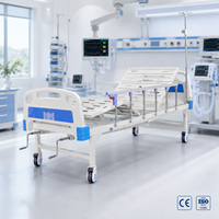 Lit médical manuel à deux fonctions en gros pour OEM, avec tête de lit réglable en ABS, roulettes silencieuses et barrières de sécurité latérales