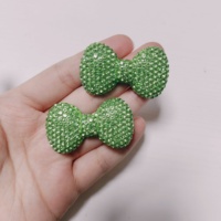 Nouvel Arrivage Ornement 3D DIY Ours à Nœud Vert et Violet avec Strass pour Coque de Téléphone, Boîte de Rangement, Miroir, Casque et Décorations pour iPad