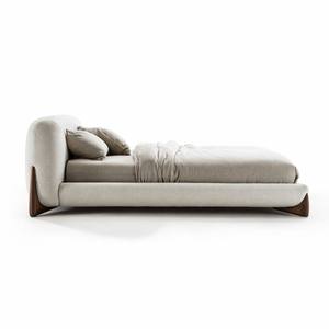 Base de Cama King Size de Madera Sólida, Tapizada en Tela Bouclé Orgánica, Estilo Escultural, Muebles Minimalistas Nórdicos - Product Image 2