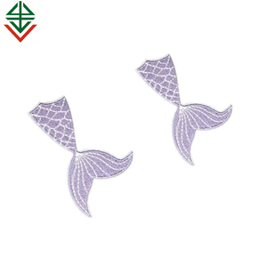 Dễ Thương Phim Hoạt Hình Đại Dương Chủ Đề Sắt Trên Thêu Nàng Tiên Cá Đuôi Seashell Conch T Áo Sơ Mi Vá Thêu - Product Image 3