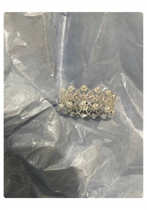 Anello Aperto Regolabile Placcato Argento, con Zirconia Cubica e Perla Imitazione, Anello Largo Elegante per Donna, Gioiello da Matrimonio - Product Image 2