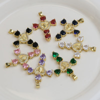 Vente en gros Chrétien Jésus Couleur Croix Pendentif Zircone vierge de Guadalupe croix Pendentif Collier Religieux Catholique Bijoux