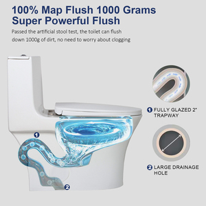 Ovs cupc gốm WC Siphon Đỏ bừng nhà vệ sinh commode vuông một mảnh nhà vệ sinh với bản đồ tuôn ra 1000G chất lượng cao điền vào van - Product Image 2