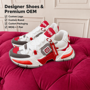 Zapatos de Diseñador de Lujo 2026 para Hombre y Mujer, Zapatillas de Cuero de Alta Calidad, Rojas y Blancas, Plataforma Gruesa, Estilo Deportivo Casual, Nuevo - Product Image 1