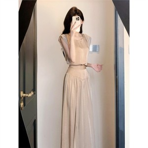 Conjunto de Dos Piezas para Mujer, Top Sin Mangas de Gasa, Pantalones Anchos de Cintura Alta, Color Sólido, Estilo Casual 079 - Product Image 2