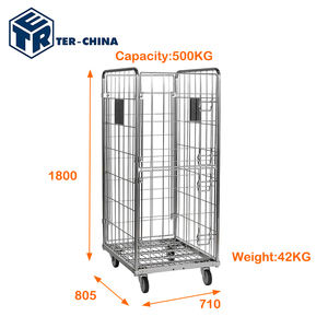 Europese stijl opvouwbare verhuiswagen, inklapbare stapelbare <span class=keywords><strong>trolley</strong></span>, metalen ziekenhuis-, hotel- en wascontainer, eenvoudig te monteren, mobiel - Product Image 1