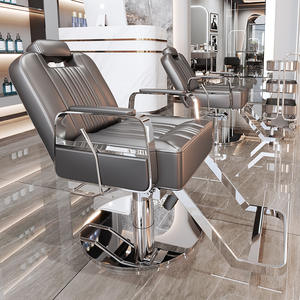 Chaise de barbier professionnelle multifonctionnelle au design moderne, inclinable, réglable en hauteur, avec revêtement en cuir chaud pour salon de beauté et spa - Product Image 4