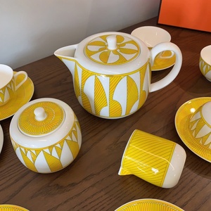 Luxury Horse Series Yellow Ceramic <b>Tea</b> Set 21-Piece Gift <b>Box</b> Packaging Bone Porcelain <b>Tea</b> Pot Cup and Saucer Food Contact Safe - Product Image 2