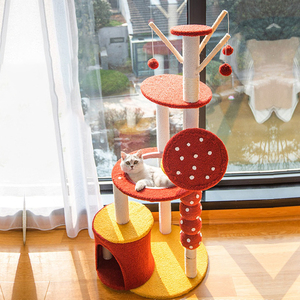 Grand arbre à chat intégré avec griffoir, plateforme de saut, corde en sisal et cabine spatiale, pour chat importé - Product Image 6