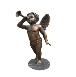 Metal bronze angle statue sculpture with wings