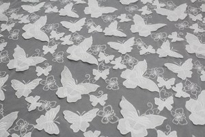 Vải Ren Tuyn Thêu Hoa Bướm Trắng Hoa 3D - Product Image 3