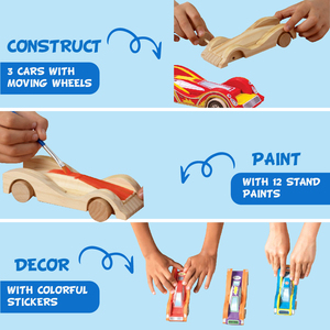 Kit per bambini all'ingrosso per fare il tuo camion per auto da <span class=keywords><strong>corsa</strong></span> in legno giocattolo fai da te Kit di pittura per bambini che imparano giocattoli a vapore - Product Image 3