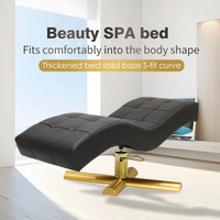 Lit de beauté électrique de luxe pour esthéticienne, base dorée, lit facial incurvé, lit de massage spa, lit pour extensions de cils