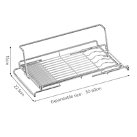 Égouttoir à vaisselle extensible, organisateur de cuisine réglable en acier inoxydable pour assiettes, tasses, ustensiles