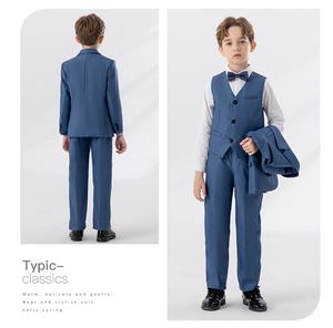 Costume de baptême pour enfants ensemble de vêtements blancs enfants tenue de smoking formelle robe nœud papillon Blazer Costume de Performance de fête - Product Image 3