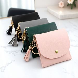 Ví Đựng Thẻ Tua Rua Bằng Da Cho Nữ, Ví Đựng Danh Thiếp, Ví Đựng Tiền Xu, Ví Móc Khóa - Product Image 2