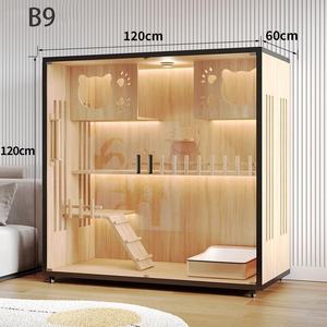 Villa de Lujo para Gatos de Interior Recién Llegada, Recinto Grande de <span class=keywords><strong>Madera</strong></span> Maciza para Gatos con Ruedas para Uso en Interiores - Product Image 6