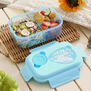 Lonchera Infantil de Viaje de 1100 ml, Apta para Microondas, <span class=keywords><strong>con</strong></span> 3 Compartimentos, Lonchera Bento de Plástico <span class=keywords><strong>con</strong></span> Cubiertos para la Escuela, Contenedor de Alimentos - Product Image 1