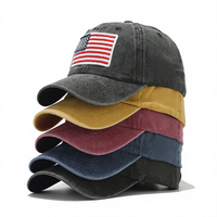 Casquette de baseball en jean brodée drapeau USA, unisexe, ajustable, 6 panneaux, style décontracté en coton pour adulte
