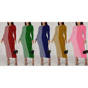 Custom OEM ODM produttore Plus Size manica lunga girocollo abito Midi Jacquard modello elegante maglione da donna abito - Product Image 1