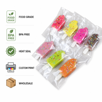 Sacs d'emballage personnalisés pour bâtonnets glacés, transparents, thermoscellables, de qualité alimentaire, pour crème glacée, sucettes glacées, sacs en plastique, vente en gros, OEM