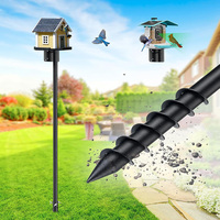 JH-Mech OEM Poteau d'alimentation pour oiseaux en acier au carbone noir, durable, antirouille, facile à installer, avec vis de fixation au sol