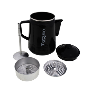 Cafetière émaillée de style américain 2L, théière classique avec couvercle et poignée émaillés, pour camping et cuisinières, couleur noire personnalisable - Product Image 2