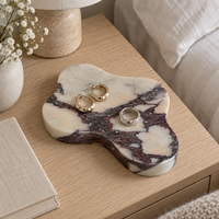 Plateau décoratif en marbre multicolore moderne NANWEI, forme rectangulaire organique, personnalisé pour l'intérieur de maisons de luxe et l'hôtellerie