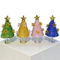 Nouveau modèle d'arbre de Noël en verre avec petites fleurs, ornement artisanal en verre