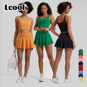 Lcool Setelan Beha Olahraga Wanita, Setelan Rok Tenis Berlipat <span class=keywords><strong>2</strong></span> In 1, Yoga Lari Golf, Spandeks Cepat Kering Tren 2023 - Product Image 1